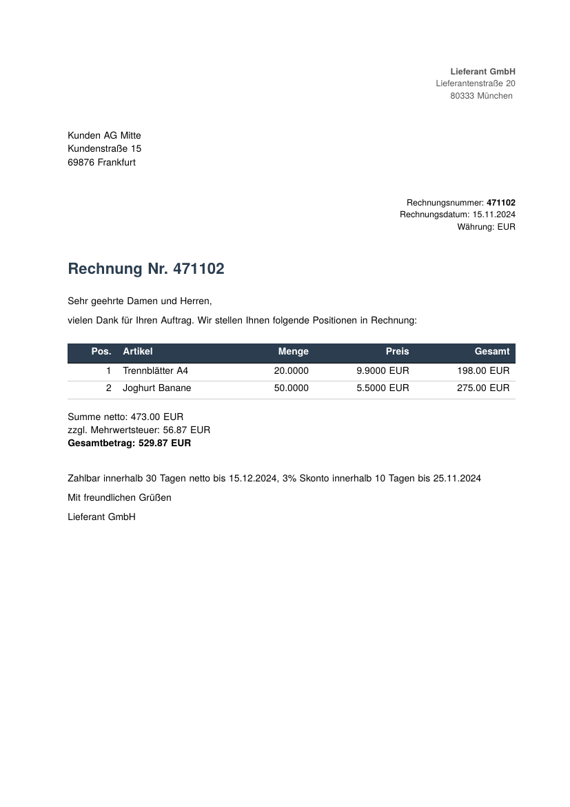 ZUGFeRD invoice