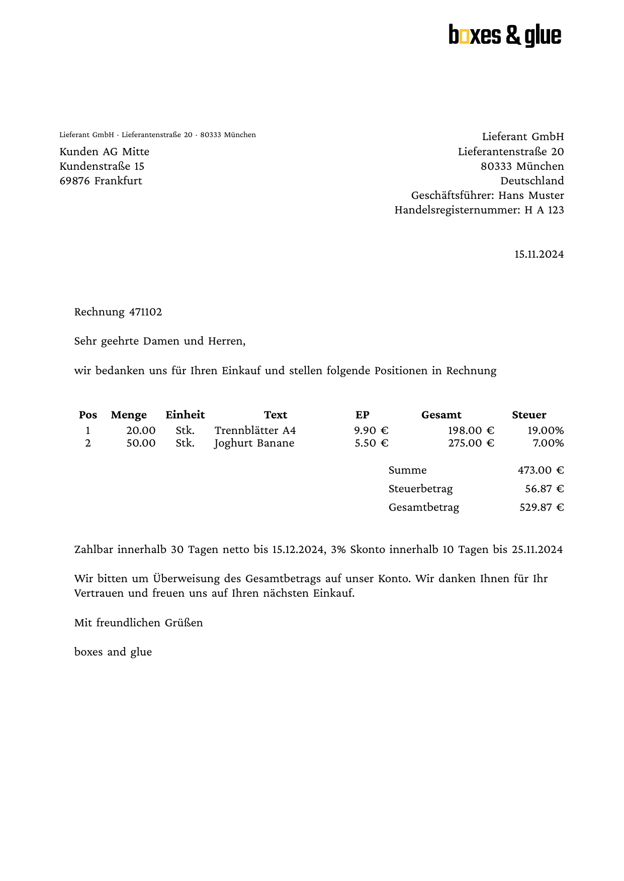 ZUGFeRD invoice
