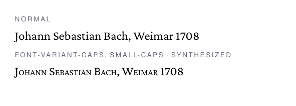 A line set normally and the same line in synthesized small caps